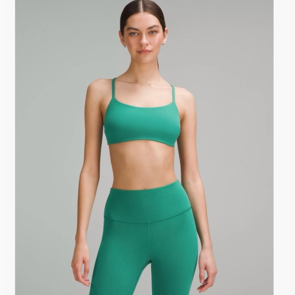 Lululemon Wunder Train Strappy Racer Bra C/D Cascadia Green Sz 6